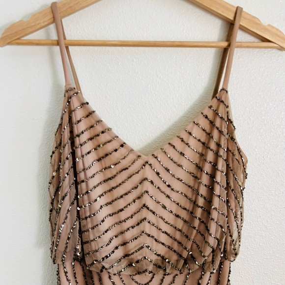 Adrianna Papell Nude Beaded Short Dress - Picture 3 of 9